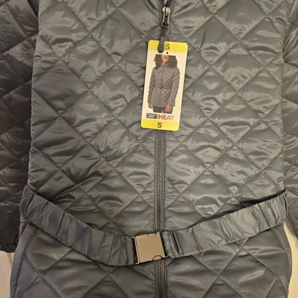 32 Degrees Ladies' Belted Diamond Quilt‎ Jacket / Color Teal / Size Small / NEW